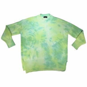 Roberto Collina Women's Crew Neck Wool/Cashmere Green Tie Dye Knit Sweater L